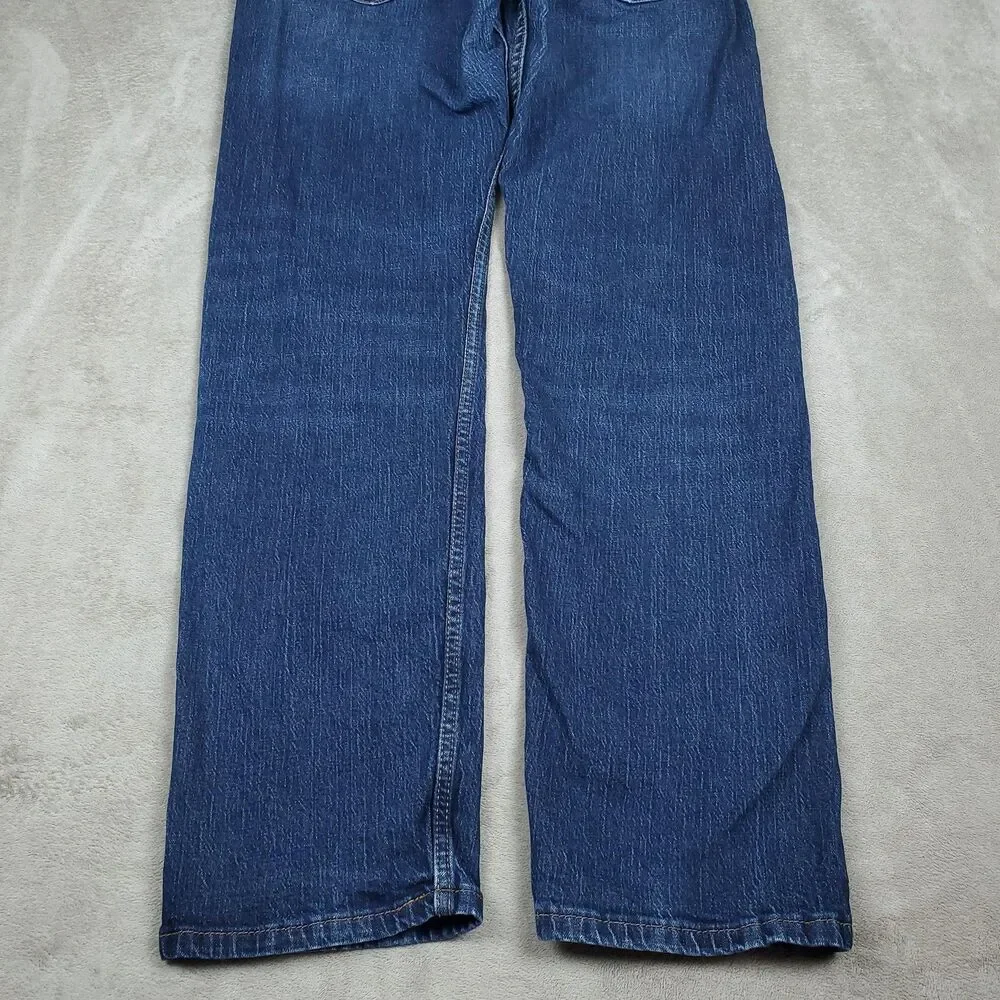 Levis 505 Jeans Mens 34x32 Blue Medium Wash Straight Stretch Zip Fly Denim
